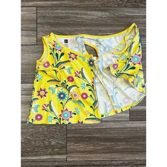 Tea Collection Yellow Floral Wrap Summer Dress Size 12-18M - Picture 3 of 4